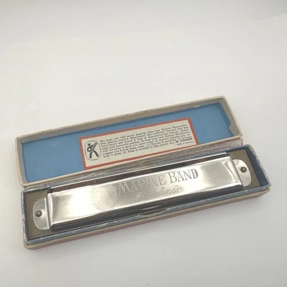 Vintage Hohner Marine Band No. 365 Harmonica‎ Germany w/ Original Box